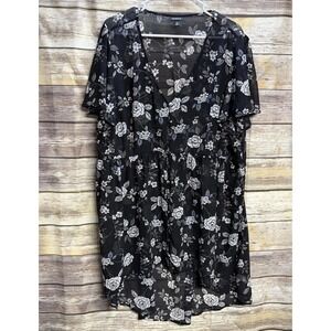 Torrid Lexie Babydoll Chiffon Flutter Sleeve Women's Plus 4 White Sheer Floral